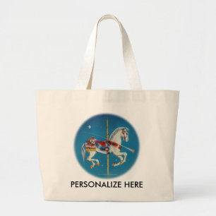 Tote Bags - Red, White & Blue Carousel Horse