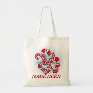TOTE CANDY CANES HOLIDAY PERSONALIZE BAG