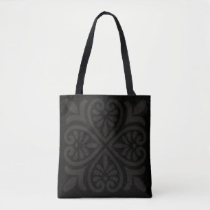 Tote Elegant Black-on-Black Gothic Floral Aestheti Bag