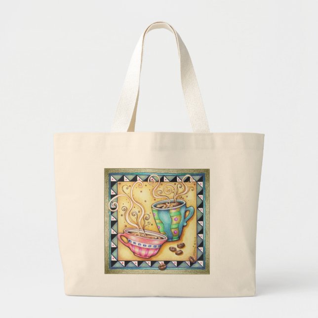 TOTE & GROCERY BAGS - COOL BEANS! COFFEE ART (Front)