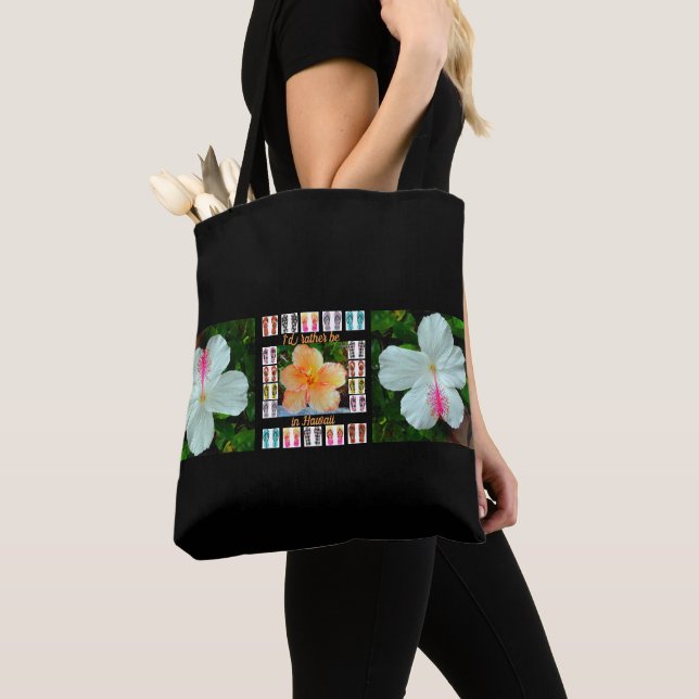 Tote, Hawaiian Tapestry w/ Hibiscus Tote Bag (Close Up)