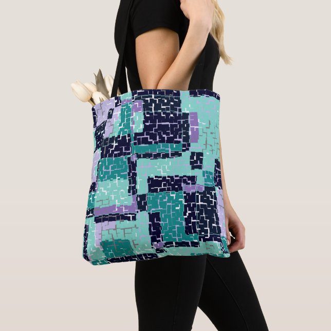 Tote Or Cross Body Bag With Green and Purple (Close Up)