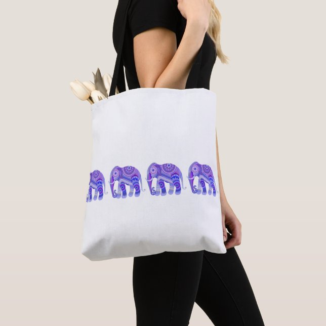 TOTE with an blue elephants Bag (Close Up)