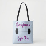 [ Thumbnail: Tote With Barbell + Personalized Name + "Gym Bag" Bag ]