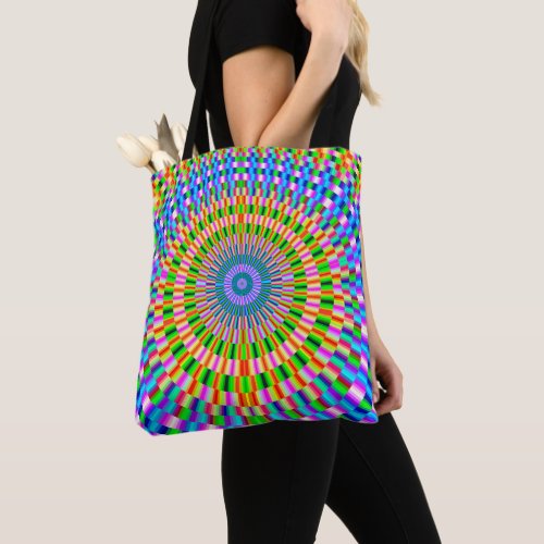 Tote With Circular Mosiac Multicolor Design