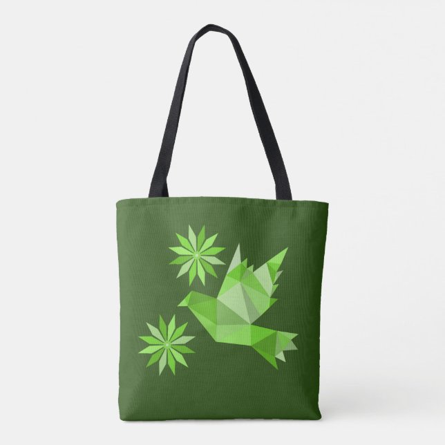 Tote with creative bird with flower (Back)