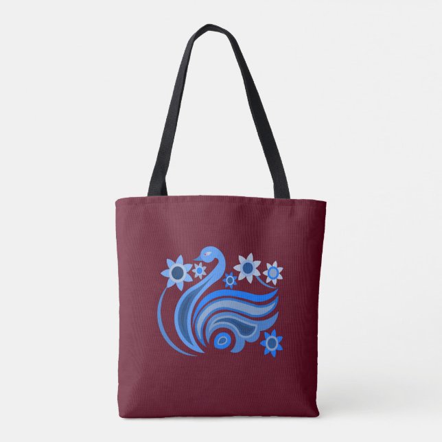 Tote with creative bird with flower (Back)