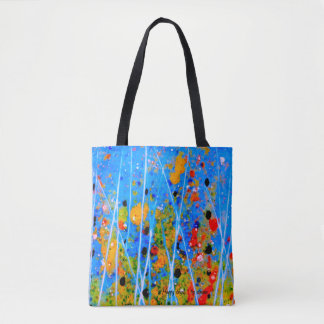 Tote with splashed-colors bag