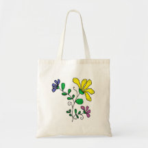 Tote with Whimsical Flower Design