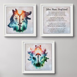 Totem Animal Spirit Wall Art with Spiritual Poem Peel And Stick Photo Tile