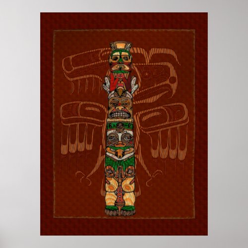 Totem Native American Folk Art Poster