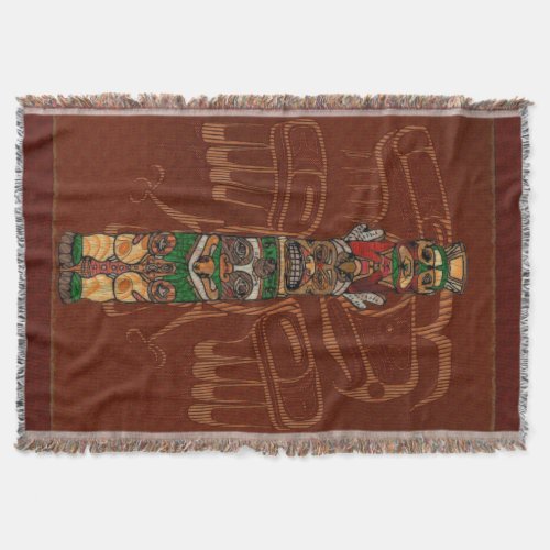 Totem Native American Folk Art Throw Blanket