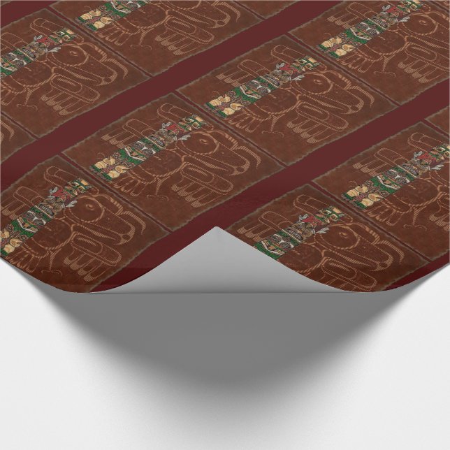 Totem Native American Folk Art Wrapping Paper (Corner)