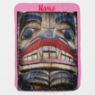 Totem Pole Face Thunder_Cove Baby Blanket