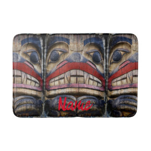 Totem Pole Face Thunder_Cove  Bath Mat