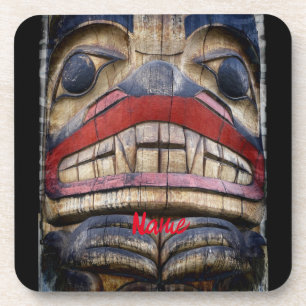 Totem Pole Face Thunder_Cove Beverage Coaster