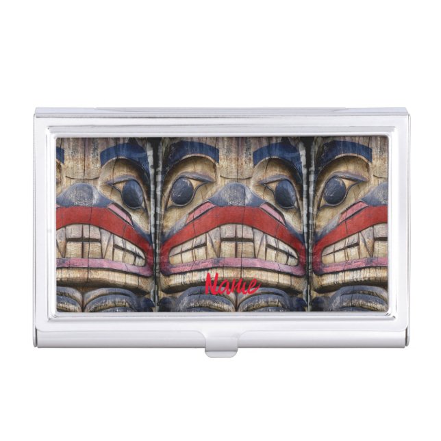 Totem Pole Face Thunder_Cove Business Card Case (Front)