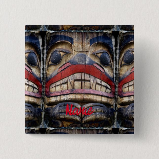 Totem Pole Face Thunder_Cove  Button (Front)