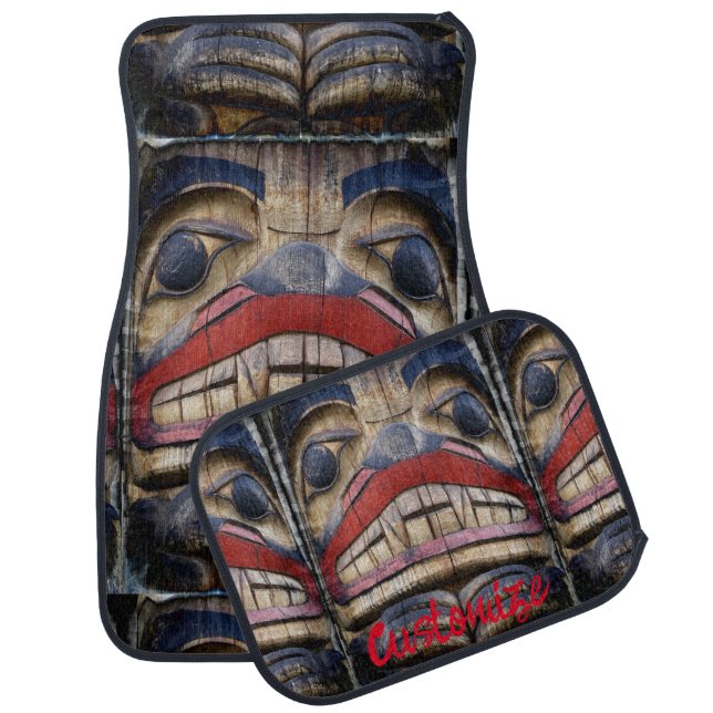 Totem Pole Face Thunder_Cove Car Floor Mat (Set)