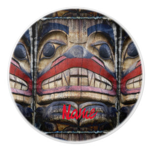 Totem Pole Face Thunder_Cove Ceramic Knob