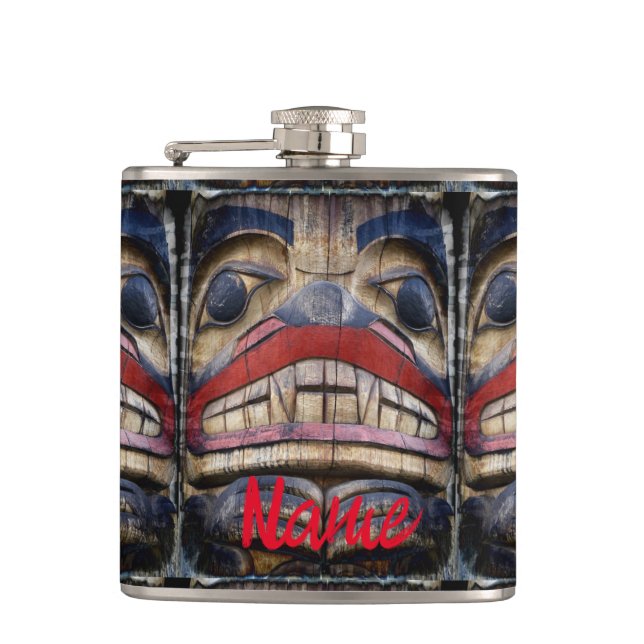 Totem Pole Face Thunder_Cove  Flask (Front)