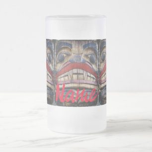 Totem Pole Face Thunder_Cove Frosted Glass Beer Mug