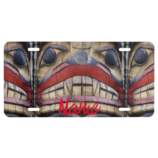 Totem Pole Face Thunder_Cove License Plate (Front)