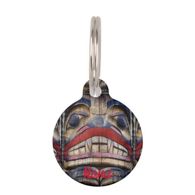Totem Pole Face Thunder_Cove  Pet ID Tag (Front)
