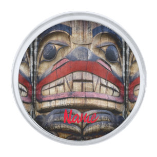 Totem Pole Face Thunder_Cove Silver Finish Lapel Pin