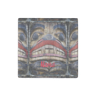 Totem Pole Face Thunder_Cove Stone Magnet
