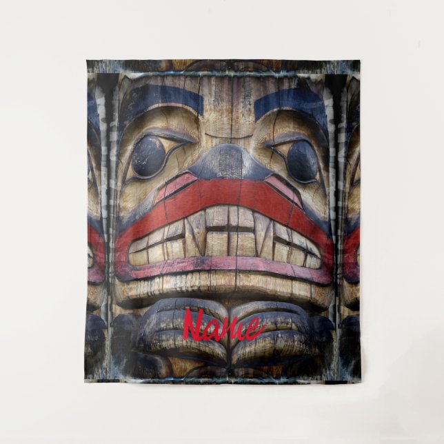 Totem Pole Face Thunder_Cove Tapestry (Front)