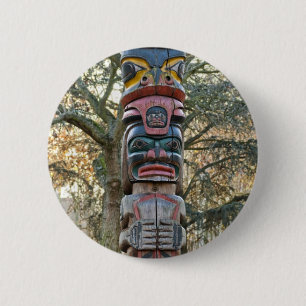 Totem Pole Pinback Button