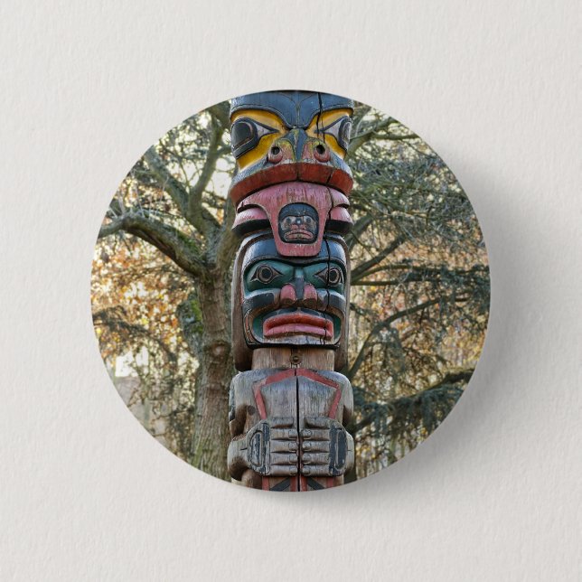 Totem Pole Pinback Button (Front)