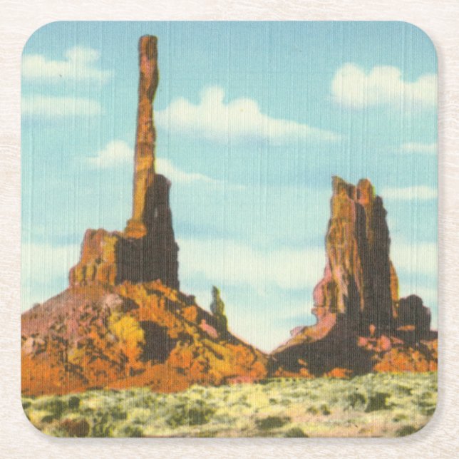 Totem Pole Square Paper Coaster (Front)