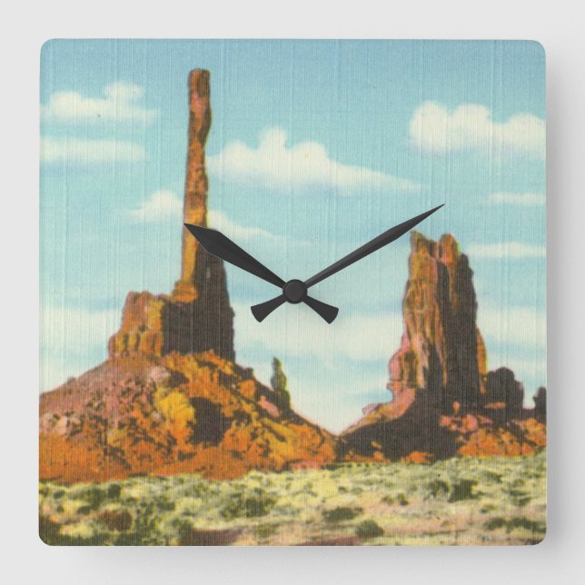 Totem Pole Square Wall Clock (Front)