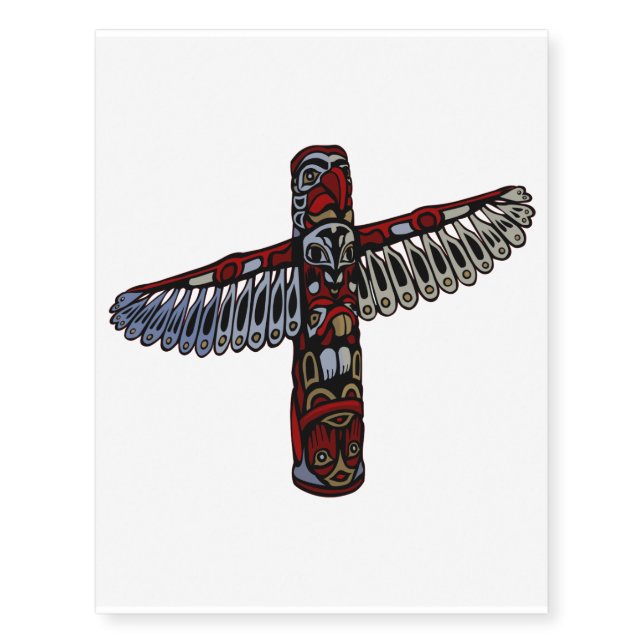 Totem Pole Temporary Tattoo Native Art Tattoo (Front)
