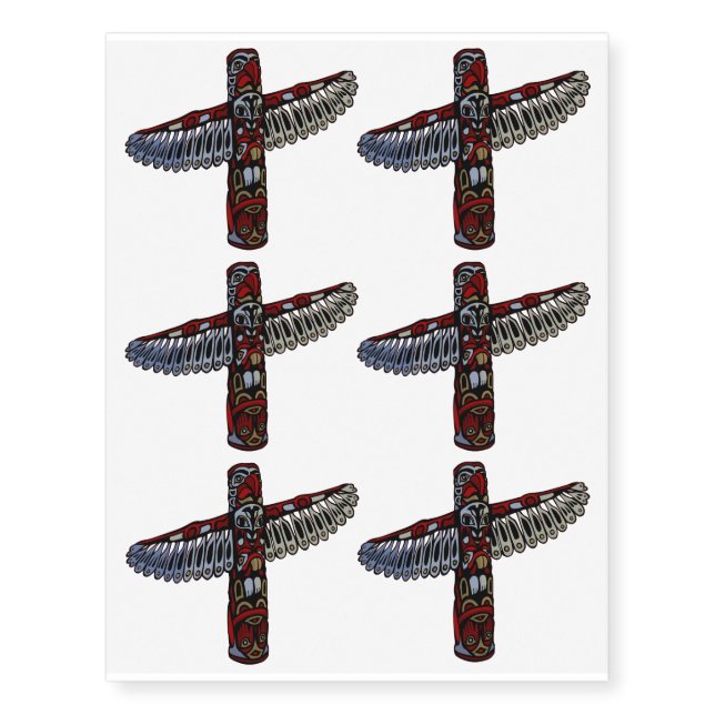 Totem Pole Temporary Tattoo Native Art Tattoo (Front)