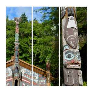 Totem Poles And Hut, Alaska Triptych