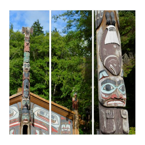 Totem Poles And Hut Alaska Triptych
