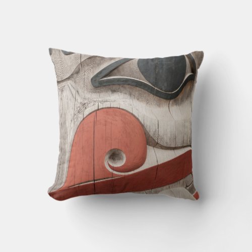 Totem poles at Haida Heritage Centre Museum Throw Pillow