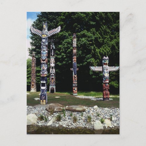 Totem poles Vancouver British Colombia Postcard