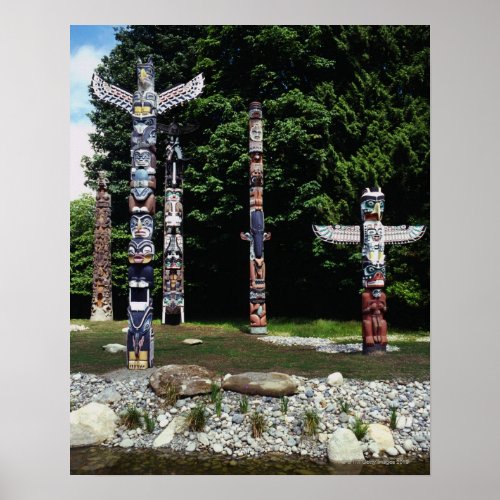 Totem poles Vancouver British Colombia Poster