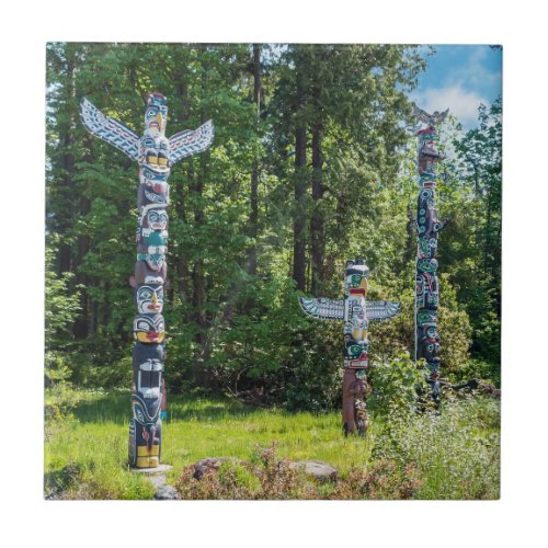 Totems in Stanley Park Vancouver Canada Ceramic Tile