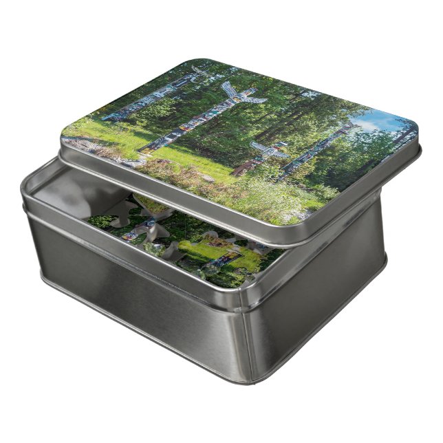 Totems in Stanley Park, Vancouver Canada Jigsaw Puzzle (Lid Open)
