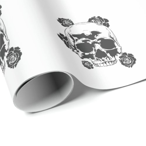 Totenkopf mit Rosen Tattoo Krperkunst Wrapping Paper