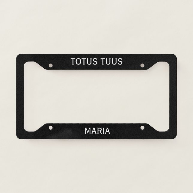 Totus Tuus Maria Catholic Marian License Plate Frame (Front)