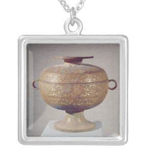 Tou' vessel with a serpentine decoration silver plated necklace