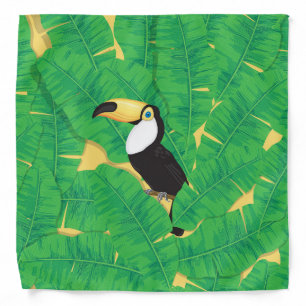 Toucan and banana leaves bandana