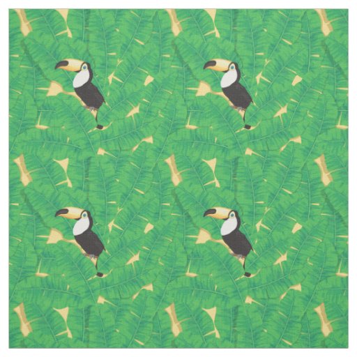 Toucan and banana leaves fabric