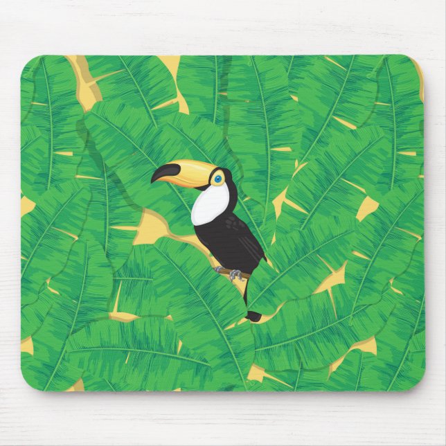 Toucan and banana leaves mouse pad (Front)